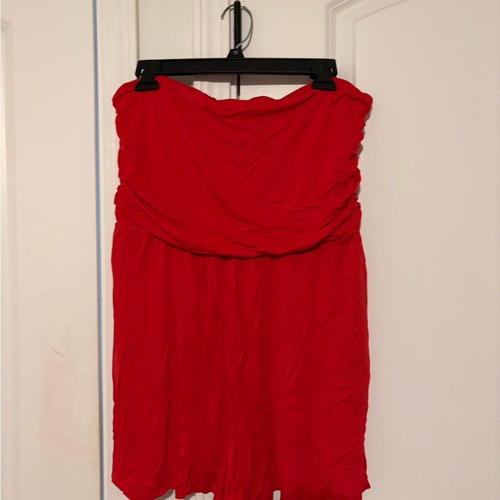 Red Strapless Romper